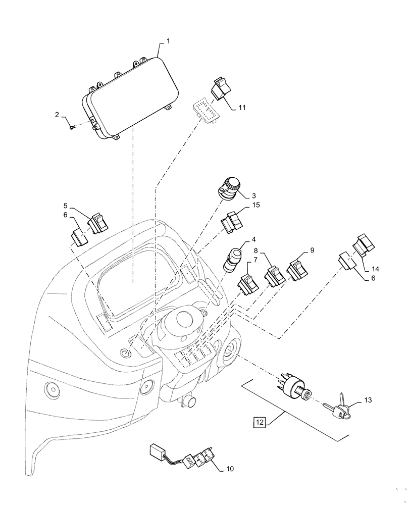 Схема запчастей Case IH FARMALL 40C - (55.512.BQ[01]) - INSTRUMENT PANEL, FARMALL 40C, 50C (55) - ELECTRICAL SYSTEMS