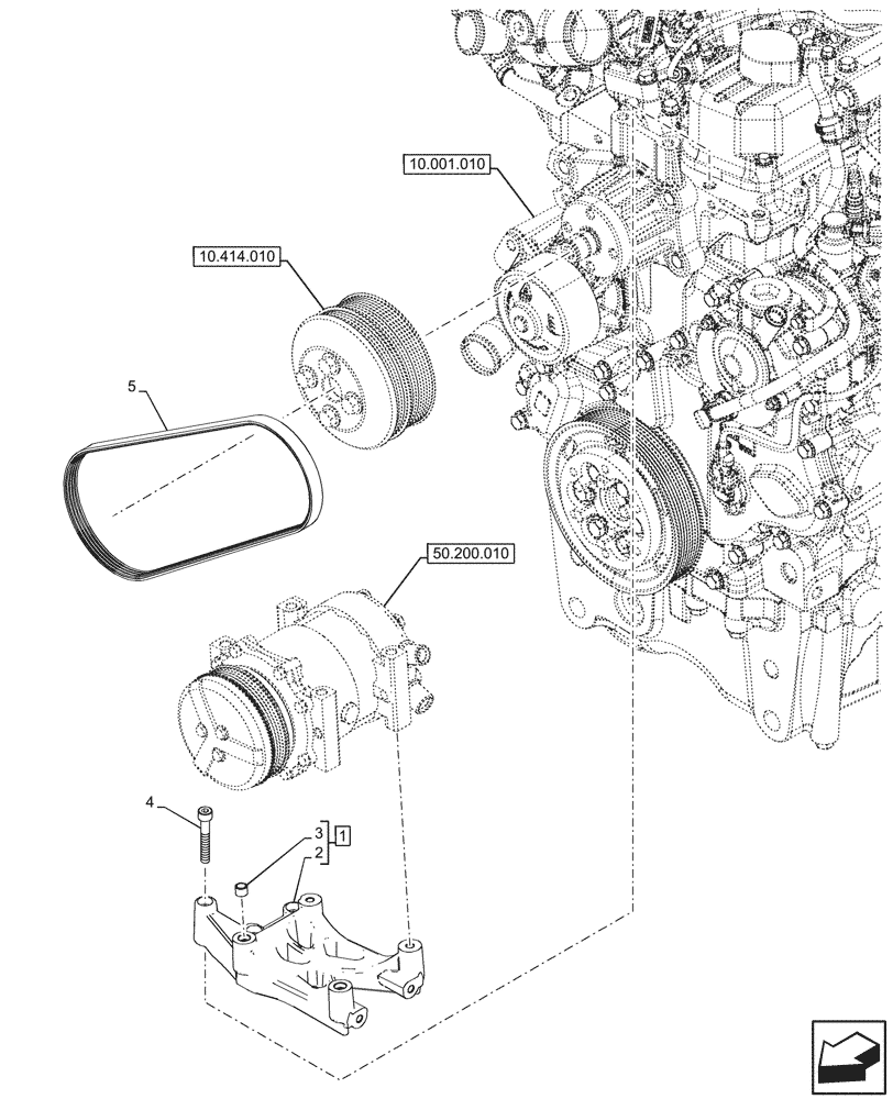 Схема запчастей Case IH FARMALL 80V - (50.200.030) - VAR - 743500 - A/C COMPRESSOR, BELT, VISCOUS JOINT FAN (50) - CAB CLIMATE CONTROL