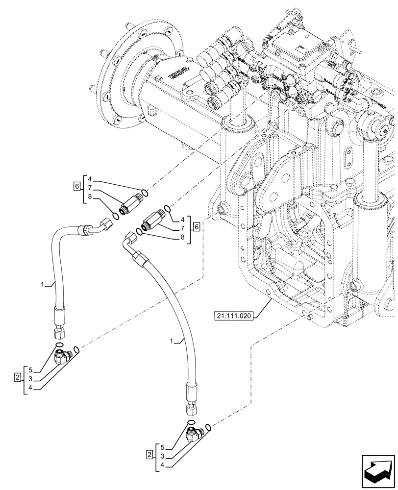 Схема запчастей Case IH FARMALL 120U - (35.116.020) - VAR - 330849, 338844, 758294, 331844, 758295, 332844 - LIFT CYLINDER, FLEXIBLE HOSE (35) - HYDRAULIC SYSTEMS