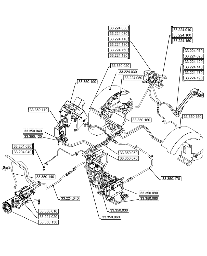Схема запчастей Case IH OPTUM 270 CVT - (00.000.33[01]) - PICTORIAL INDEX - BRAKES & CONTROLS (00) - GENERAL & PICTORIAL INDEX