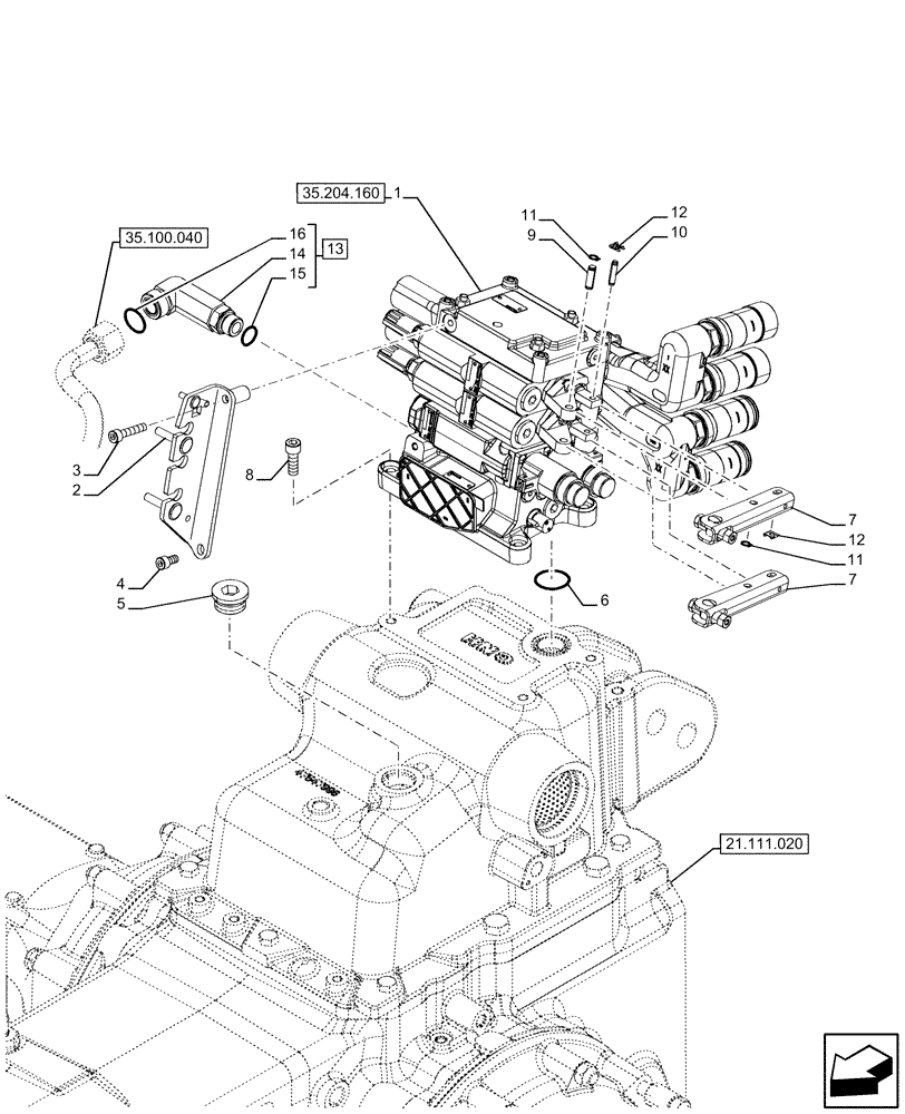 Схема запчастей Case IH FARMALL 120U - (35.204.150) - VAR - 338844 - 2 REMOTE CONTROL VALVES, REAR (35) - HYDRAULIC SYSTEMS