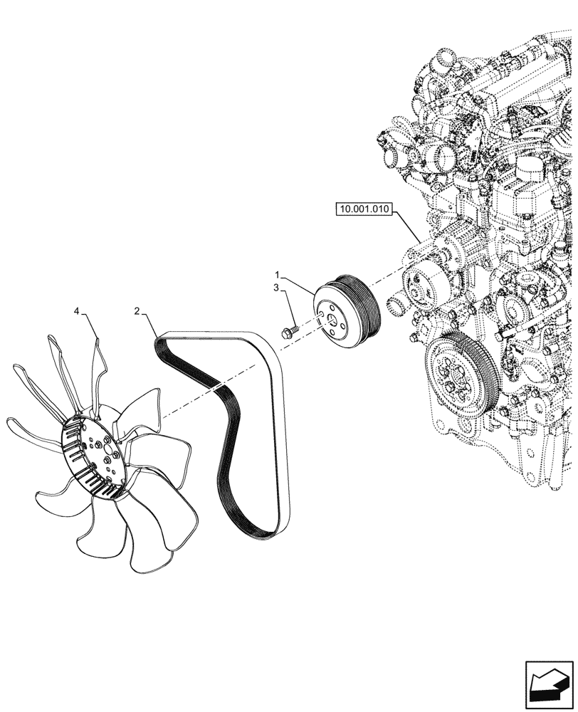Схема запчастей Case IH FARMALL 80N - (10.414.010) - VAR - 759003 - FAN, BELT, PULLEY (10) - ENGINE