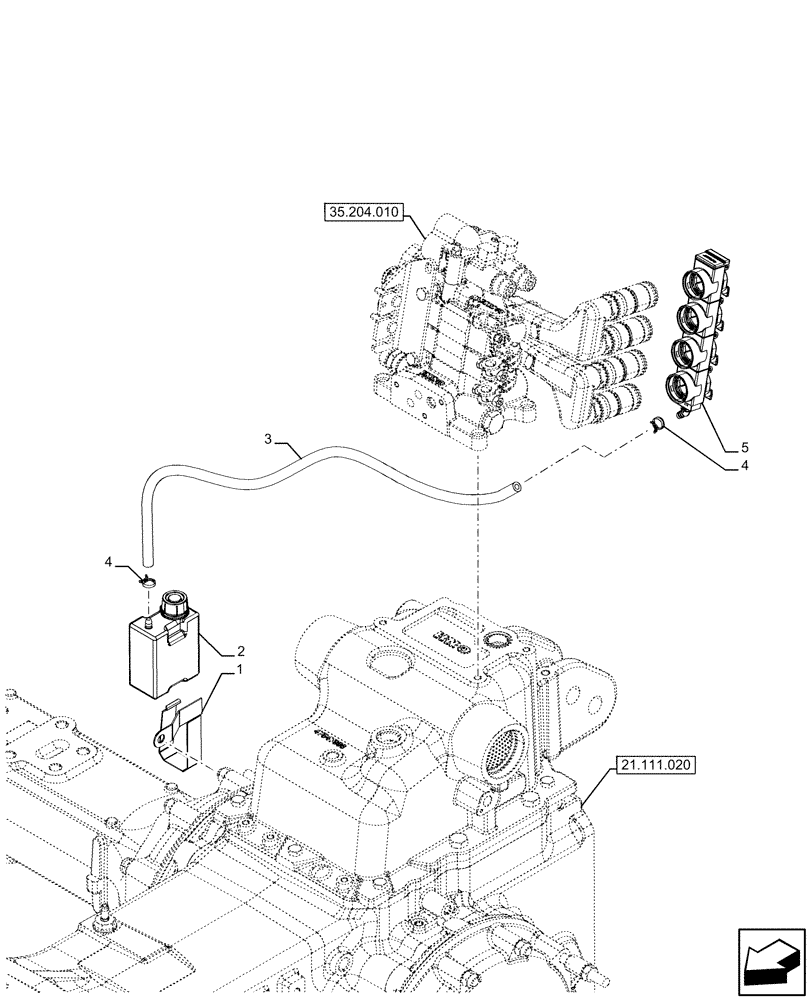 Схема запчастей Case IH FARMALL 120U - (35.204.540) - VAR - 330849, 338844, 390183 - REMOTE CONTROL VALVE, RESERVOIR, DUST CAP (35) - HYDRAULIC SYSTEMS