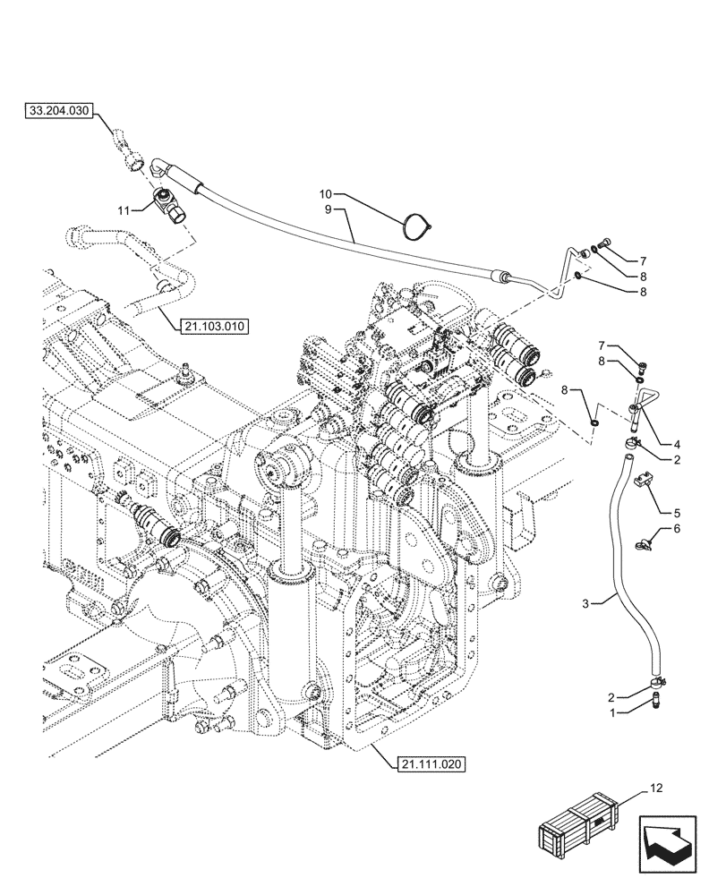 Схема запчастей Case IH FARMALL 120U - (35.204.290) - VAR - 758295, 332844 - REAR REMOTE CONTROL VALVES, HYDR LINES (35) - HYDRAULIC SYSTEMS