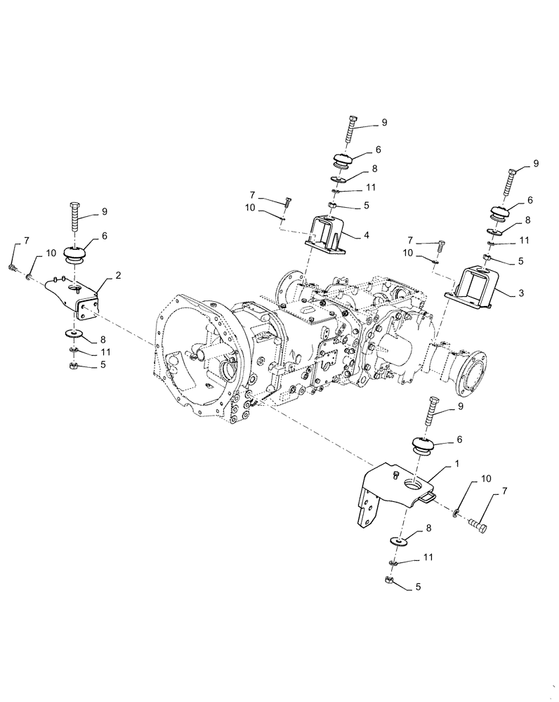 Схема запчастей Case IH FARMALL 50C - (90.118.CD) - TRANSMISSION MOUNTING PARTS (90) - PLATFORM, CAB, BODYWORK AND DECALS