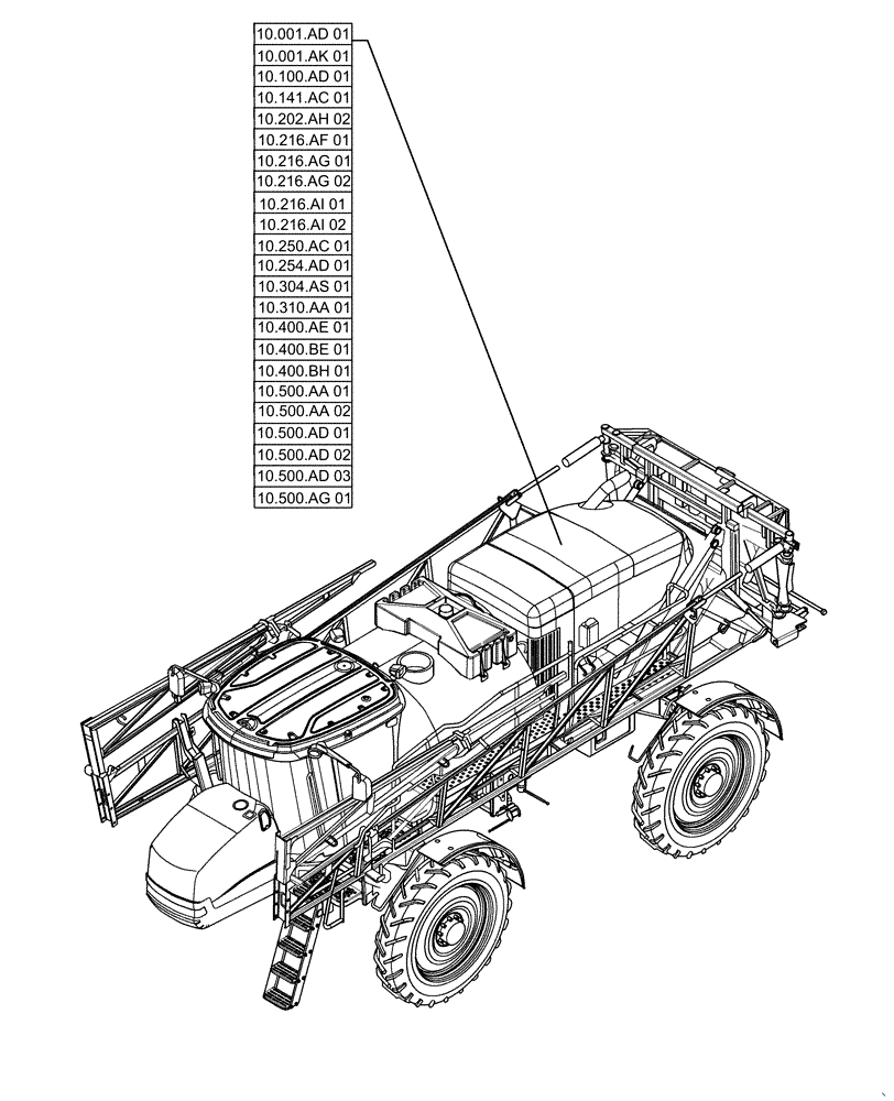 Схема запчастей Case IH PATRIOT 2250 - (00.000.10[01]) - PICTORIAL INDEX - ENGINE (00) - GENERAL & PICTORIAL INDEX