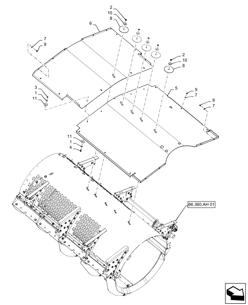 Схема запчастей Case IH 9240 - (66.360.AH[02]) - VAR - 425198, 425199, 425513, 425611 - COVER, THRESHING CYLINDER (66) - THRESHING