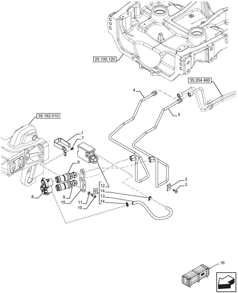 Схема запчастей Case IH FARMALL 110U - (35.204.440) - VAR - 744942, 744943, 758578, 758610 - REMOTE CONTROL VALVE, COUPLING, FRONT, STANDARD, AXLE (35) - HYDRAULIC SYSTEMS