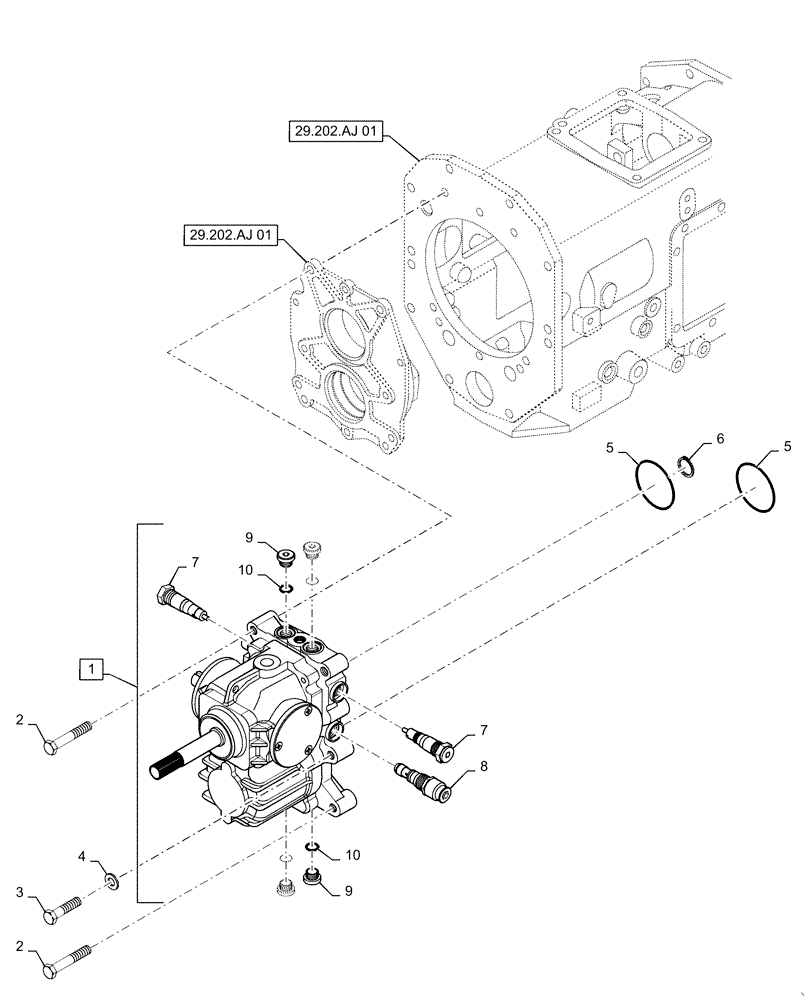 Схема запчастей Case IH FARMALL 50C - (29.202.AJ[02]) - HYDROSTATIC TRANSMISSION, FARMALL 40C, 50C (29) - HYDROSTATIC DRIVE