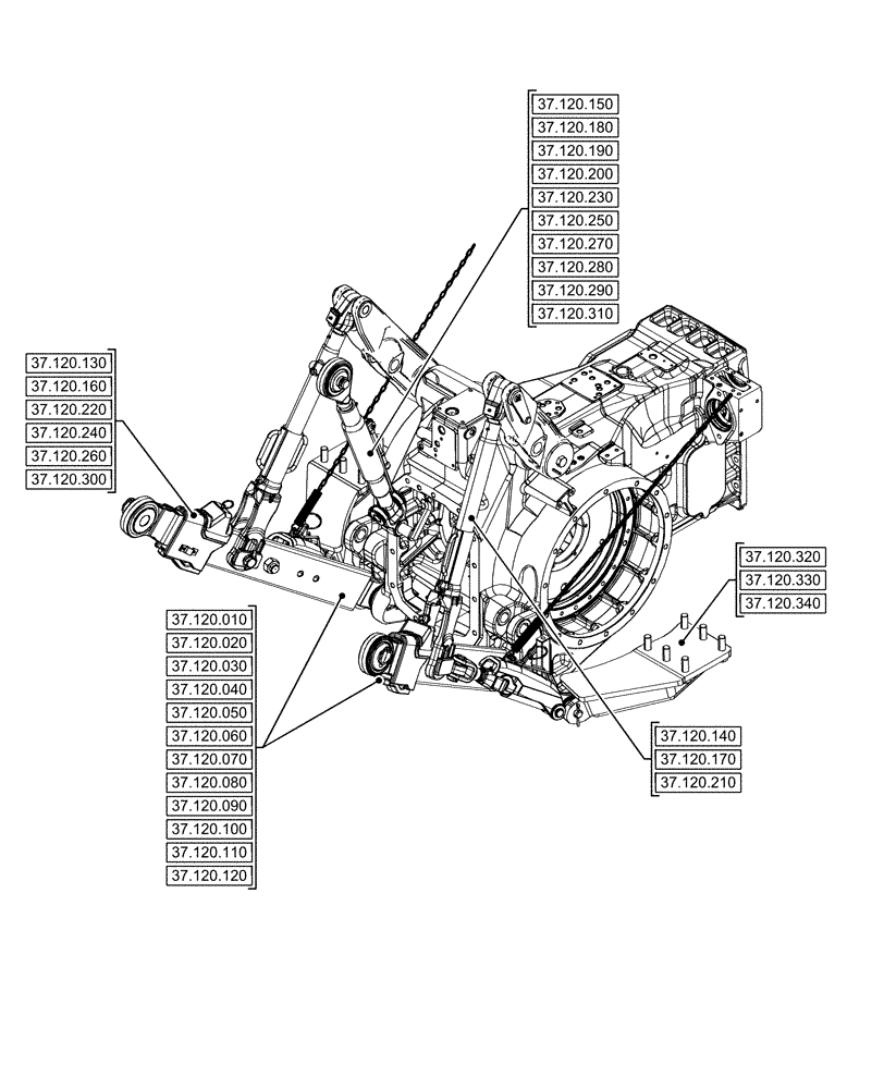 Схема запчастей Case IH OPTUM 270 CVT - (00.000.37[02]) - PICTORIAL INDEX - HITCHES, DRAWBARS AND IMPLEMENT COUPLINGS (00) - GENERAL & PICTORIAL INDEX