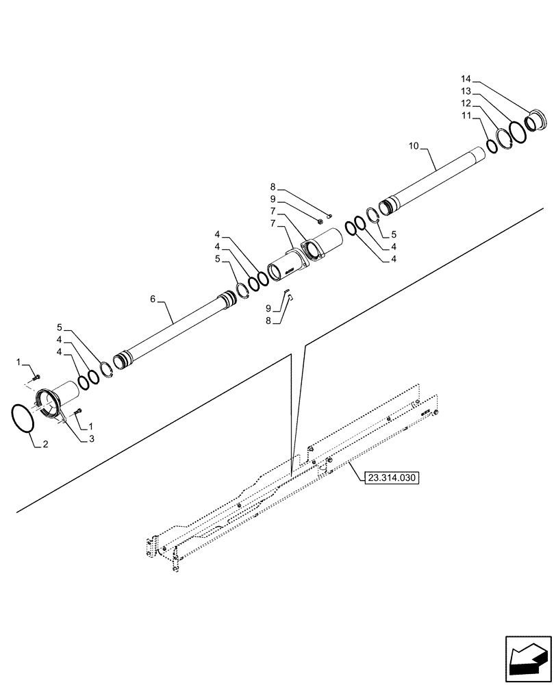 Схема запчастей Case IH FARMALL 120U - (23.314.040) - VAR - 330448 - FRONT DRIVE SHAFT, PROTECTION, WATERPROOF (23) - FOUR WHEEL DRIVE SYSTEM