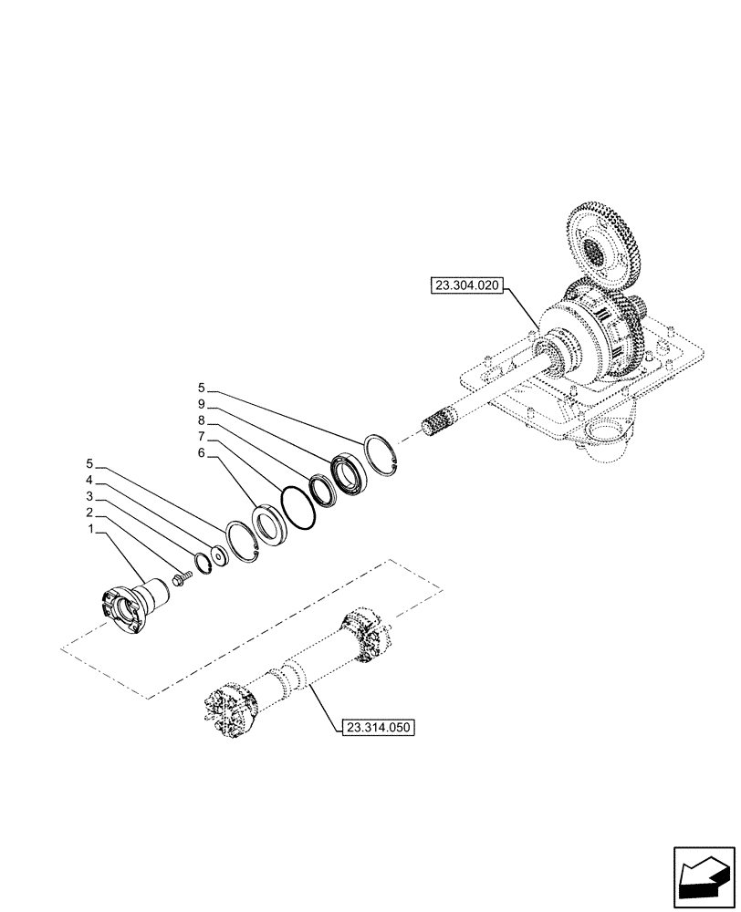 Схема запчастей Case IH FARMALL 120U - (23.304.040) - VAR - 337707, 758604 - 4WD ENGAGEMENT CLUTCH CONTROL (23) - FOUR WHEEL DRIVE SYSTEM