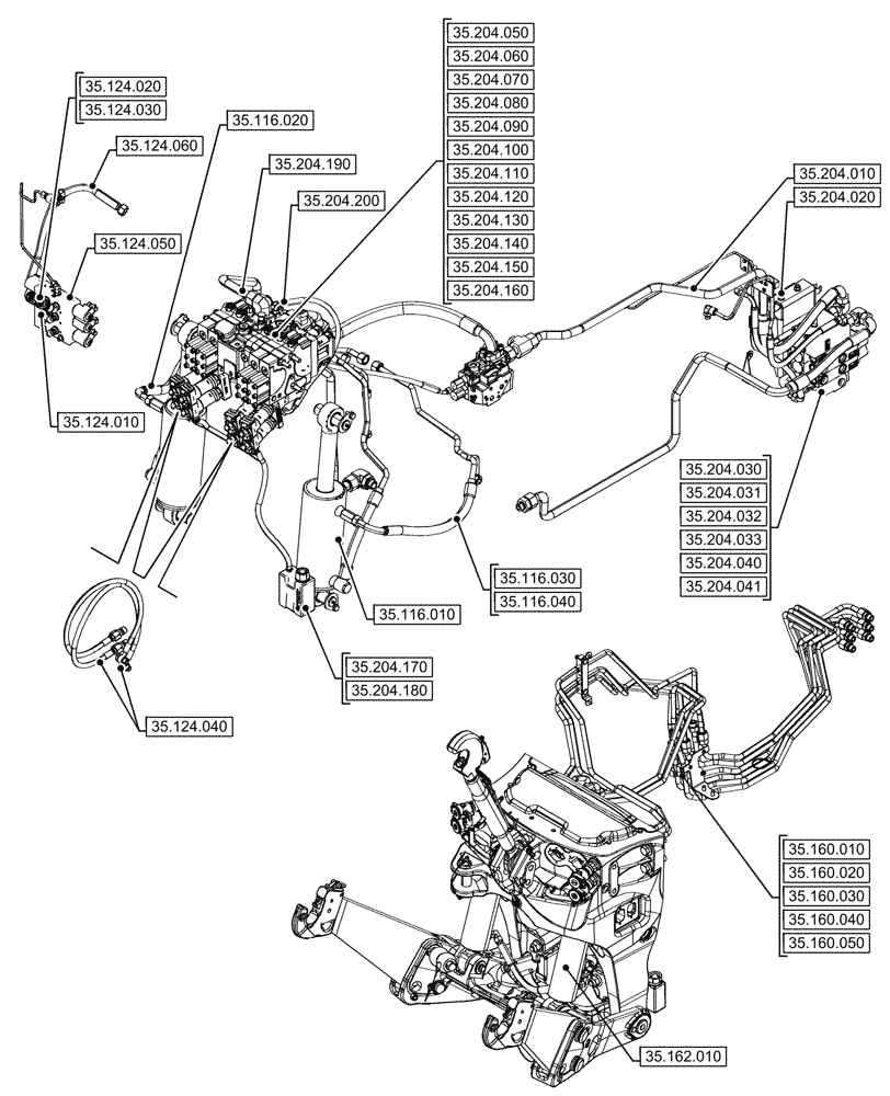Схема запчастей Case IH OPTUM 270 CVT - (00.000.35[02]) - PICTORIAL INDEX - HYDRAULIC SYSTEMS (00) - GENERAL & PICTORIAL INDEX