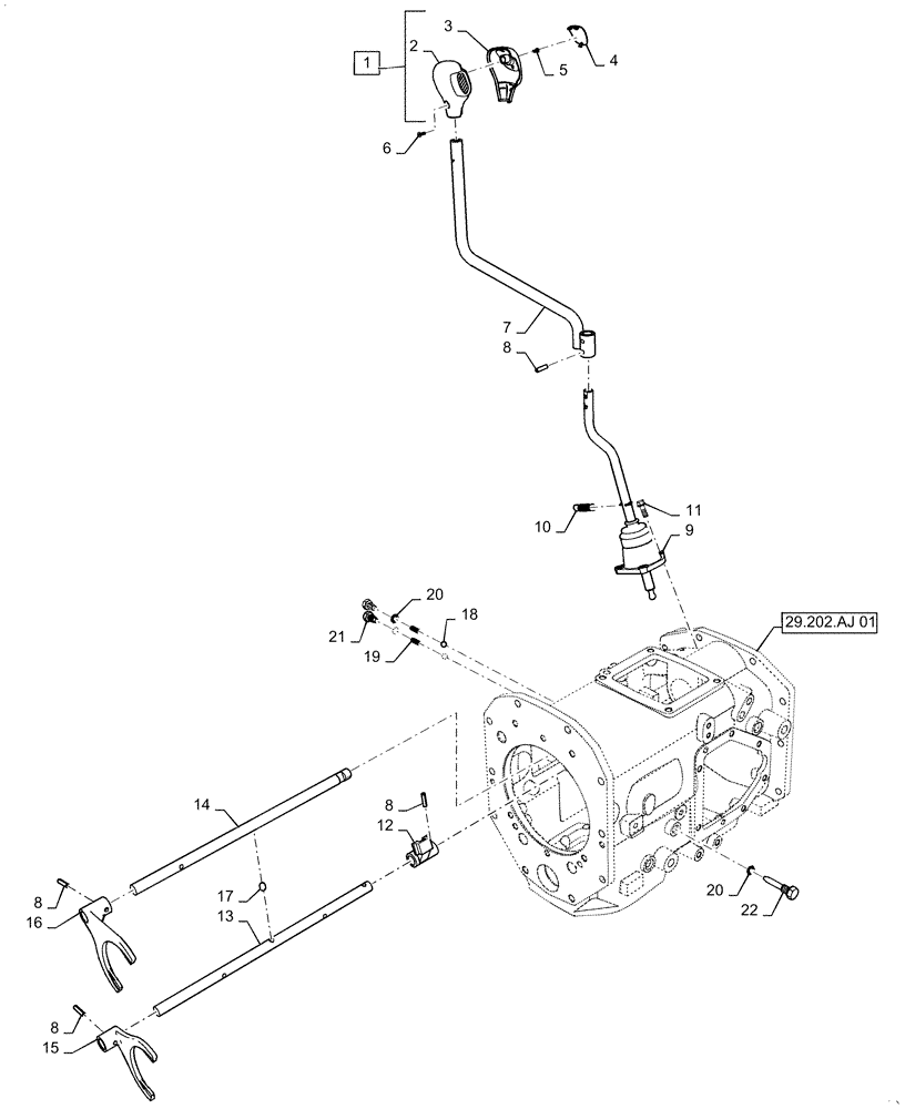 Схема запчастей Case IH FARMALL 50C - (21.130.BC[04]) - SHIFTING UNIT, RANGE GEAR, FARMALL 40C, 50C (21) - TRANSMISSION