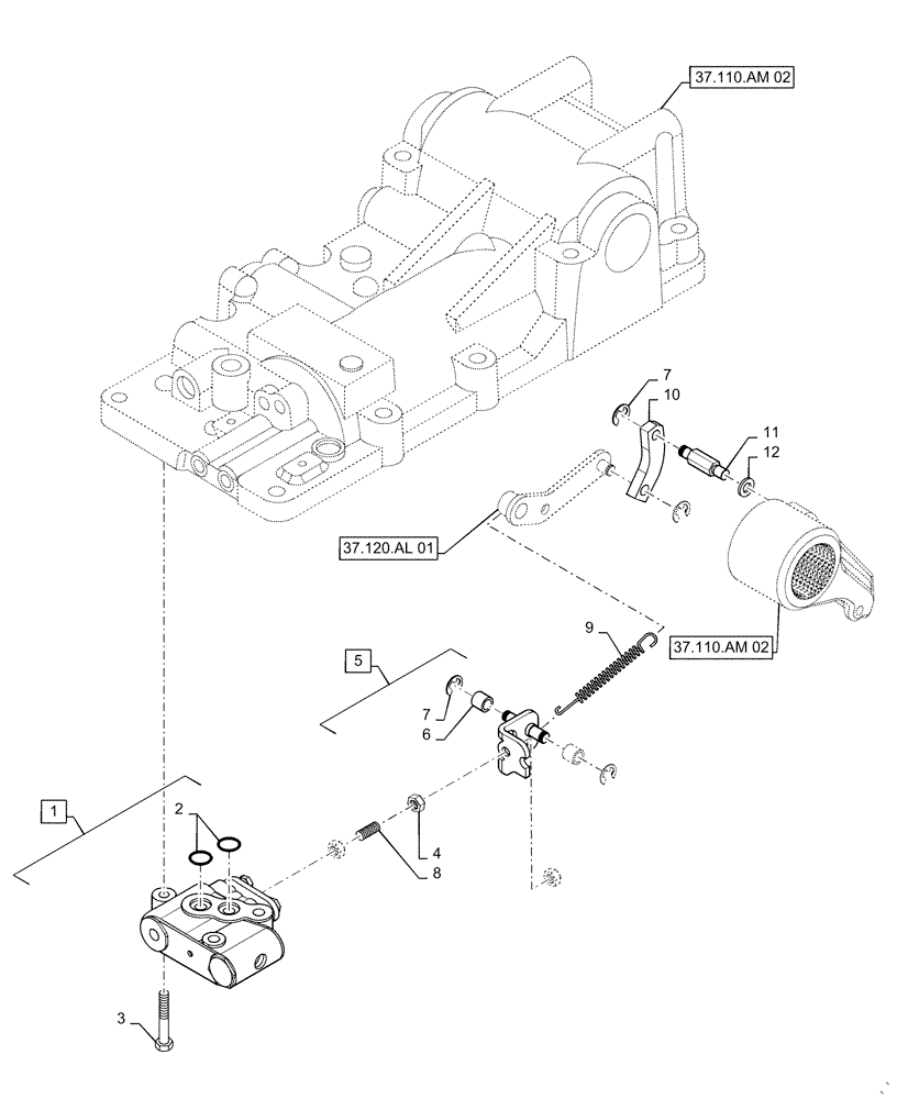 Схема запчастей Case IH FARMALL 40C - (35.124.AJ[02]) - LIFT LINK, CONTROL VALVE, FARMALL 40C, 50C (35) - HYDRAULIC SYSTEMS