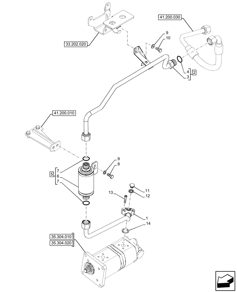 Схема запчастей Case IH FARMALL 100N - (41.206.040) - VAR - 743500 - POWER STEERING PUMP, LINES, VISCOUS JOINT FAN, 80L (41) - STEERING