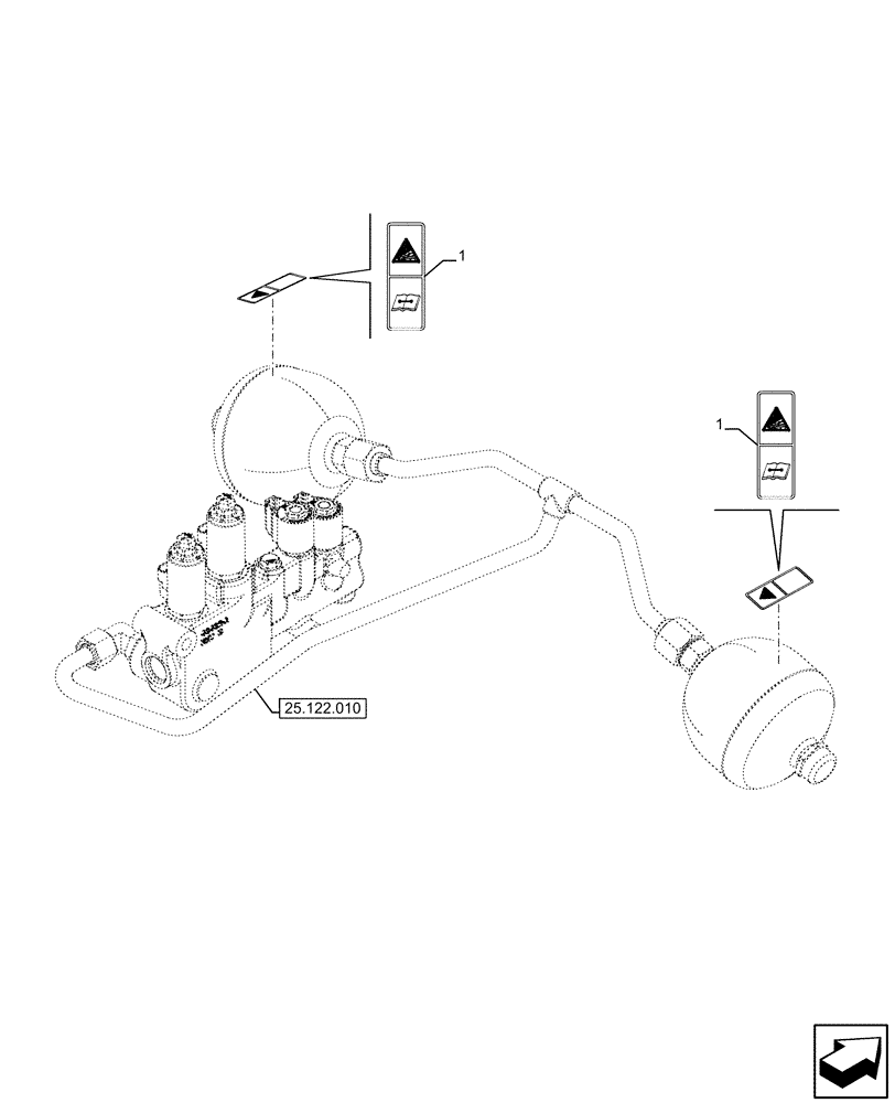 Схема запчастей Case IH FARMALL 120U - (90.108.160) - VAR - 744942, 744943, 744558, 758288, 758385, 758336, 758578 - SUSPENDED FRONT AXLE, ACCUMULATOR, EU, WARNING DECAL (90) - PLATFORM, CAB, BODYWORK AND DECALS