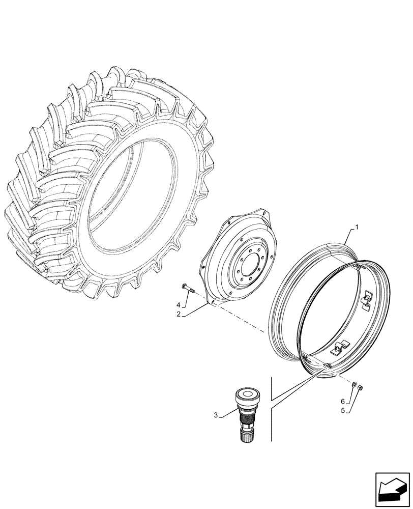 Схема запчастей Case IH FARMALL 90V - (44.520.090) - VAR - 8347401 - REAR, WHEEL (W9X28) (44) - WHEELS