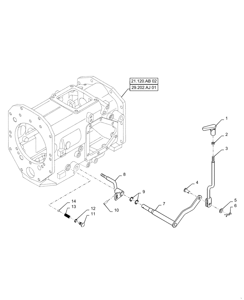 Схема запчастей Case IH FARMALL 50C - (23.101.AL[02]) - SHIFTING UNIT, 4WD, FARMALL 40C, 50C (23) - FOUR WHEEL DRIVE SYSTEM