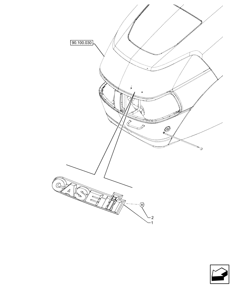 Схема запчастей Case IH FARMALL 110U - (90.108.710) - VAR - 390500 - TRADEMARK DECAL (90) - PLATFORM, CAB, BODYWORK AND DECALS