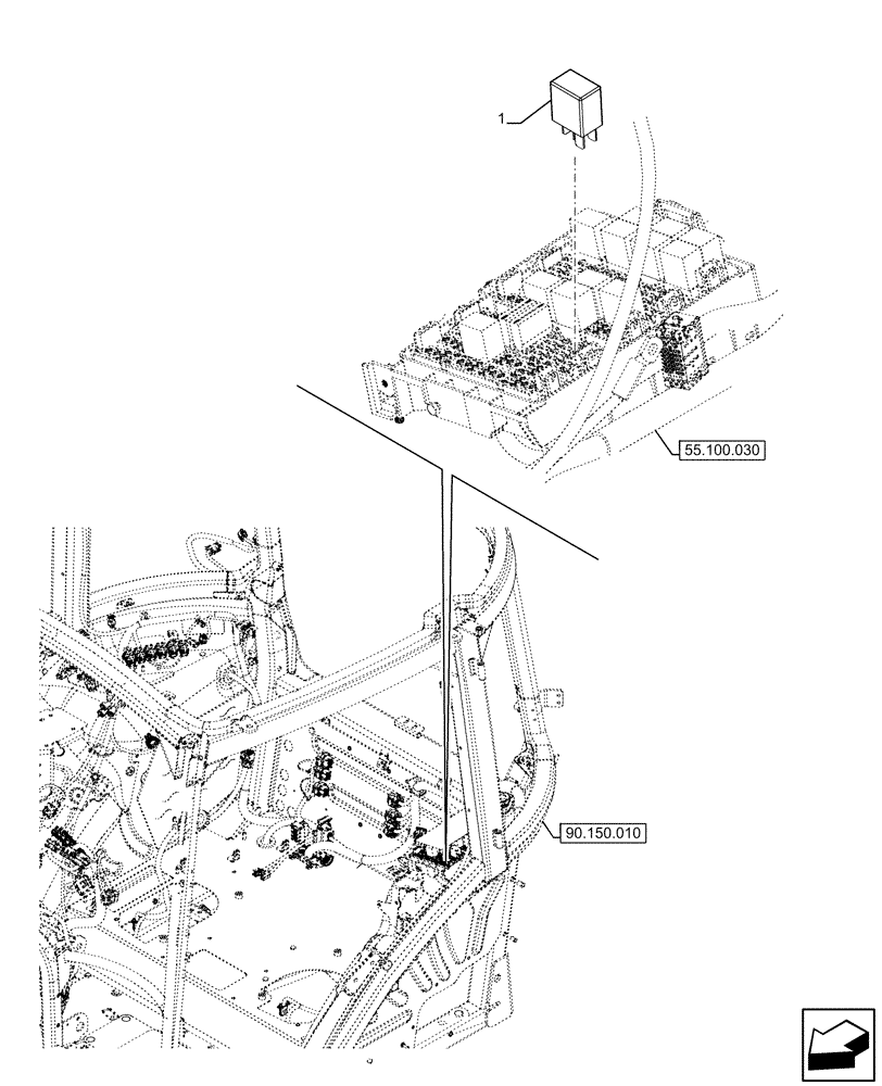 Схема запчастей Case IH FARMALL 120U - (55.035.050) - VAR - 758295, 332844 - RELAY, DIVERTER (55) - ELECTRICAL SYSTEMS