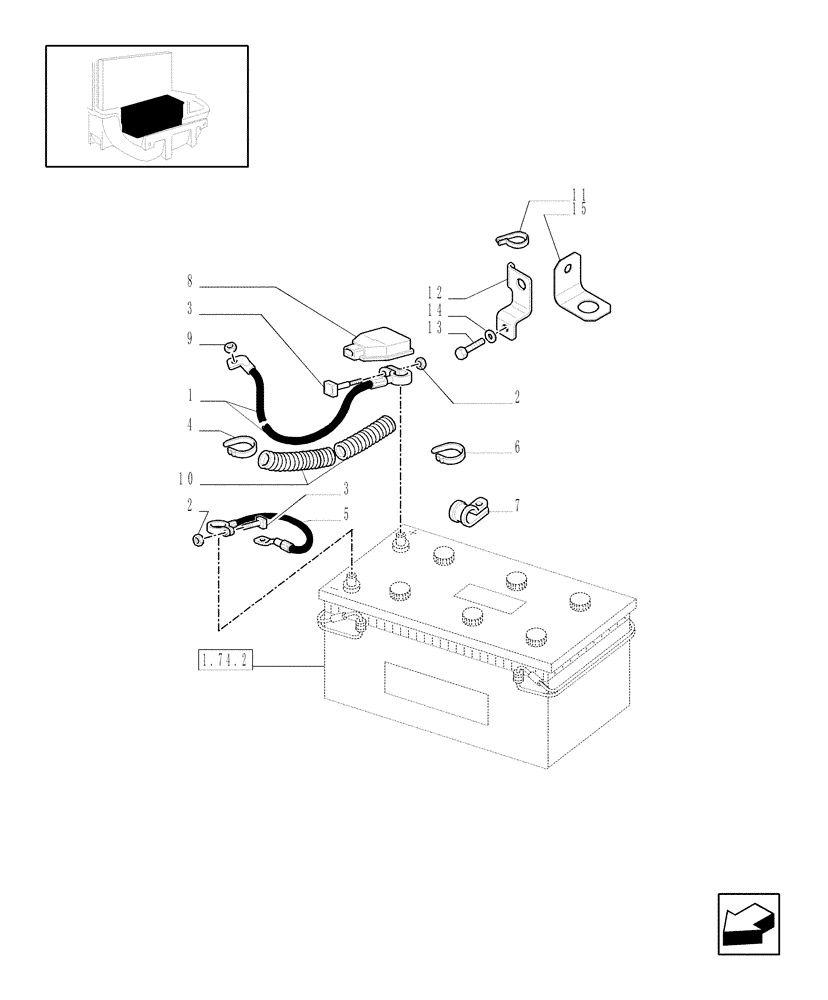 Схема запчастей Case IH MXM120 - (1.75.3) - BATTERY, CABLES (06) - ELECTRICAL SYSTEMS