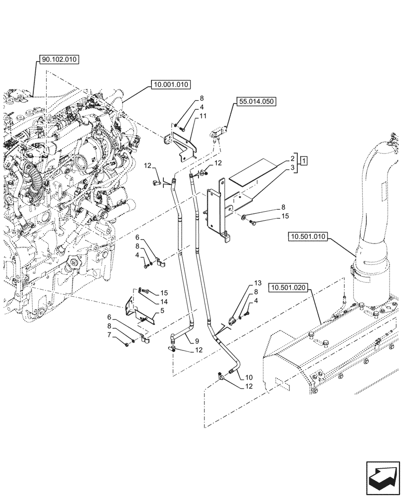 Схема запчастей Case IH FARMALL 80N - (10.501.030) - VAR - 759001, 759002 - EXHAUST, TEMPERATURE SENSOR, PIPE (10) - ENGINE