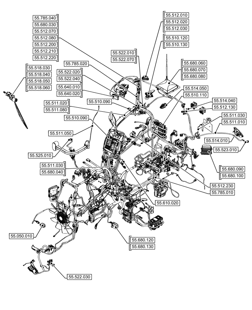 Схема запчастей Case IH OPTUM 270 CVT - (00.000.55[03]) - PICTORIAL INDEX - ELECTRICAL SYSTEMS (00) - GENERAL & PICTORIAL INDEX
