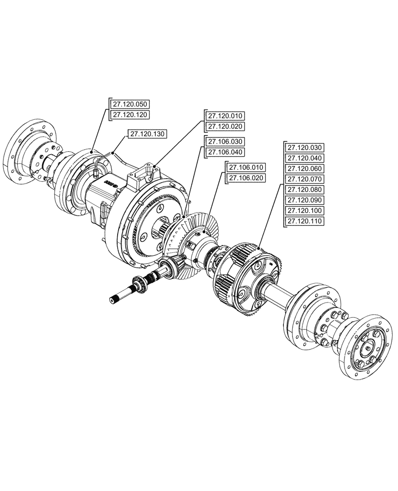 Схема запчастей Case IH OPTUM 270 CVT - (00.000.27[02]) - PICTORIAL INDEX - REAR AXLE SYSTEM (00) - GENERAL & PICTORIAL INDEX