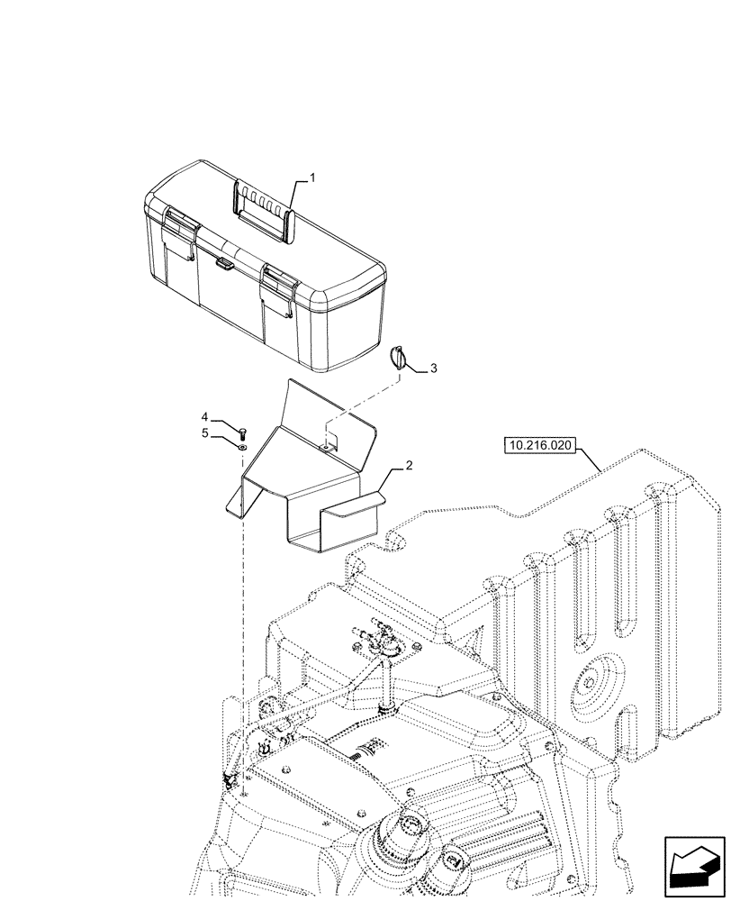 Схема запчастей Case IH FARMALL 120U - (88.100.110) - VAR - 342003, 342004, 744711 - TOOL BOX (88) - ACCESSORIES