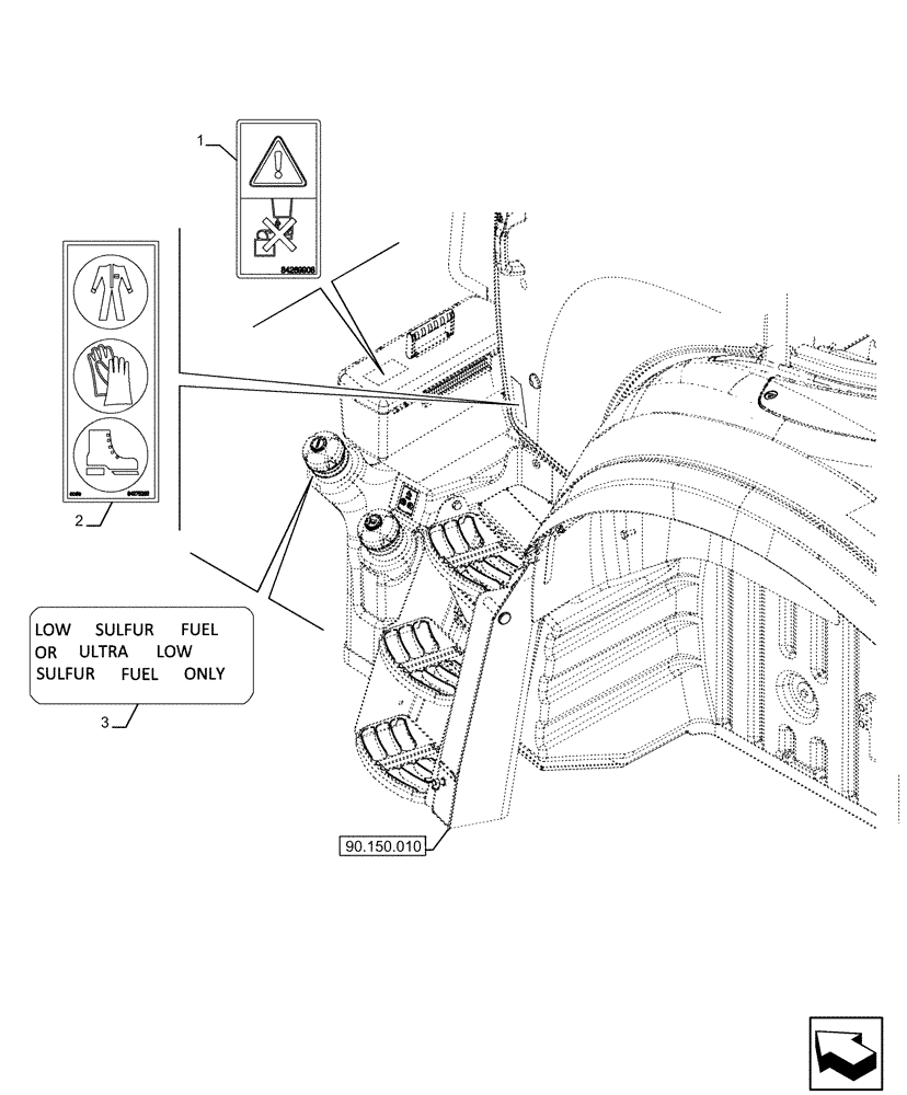 Схема запчастей Case IH FARMALL 120U - (90.108.270) - VAR - 330500, 330501, 330502, 330503, 330504, 330505, 330506, 330507, 330508, 330509, 330510, 330511, 330512, 330514, 330517, 330576, 330843, 335660, 390500 - WARNING DECAL, EU (90) - PLATFORM, CAB, BO