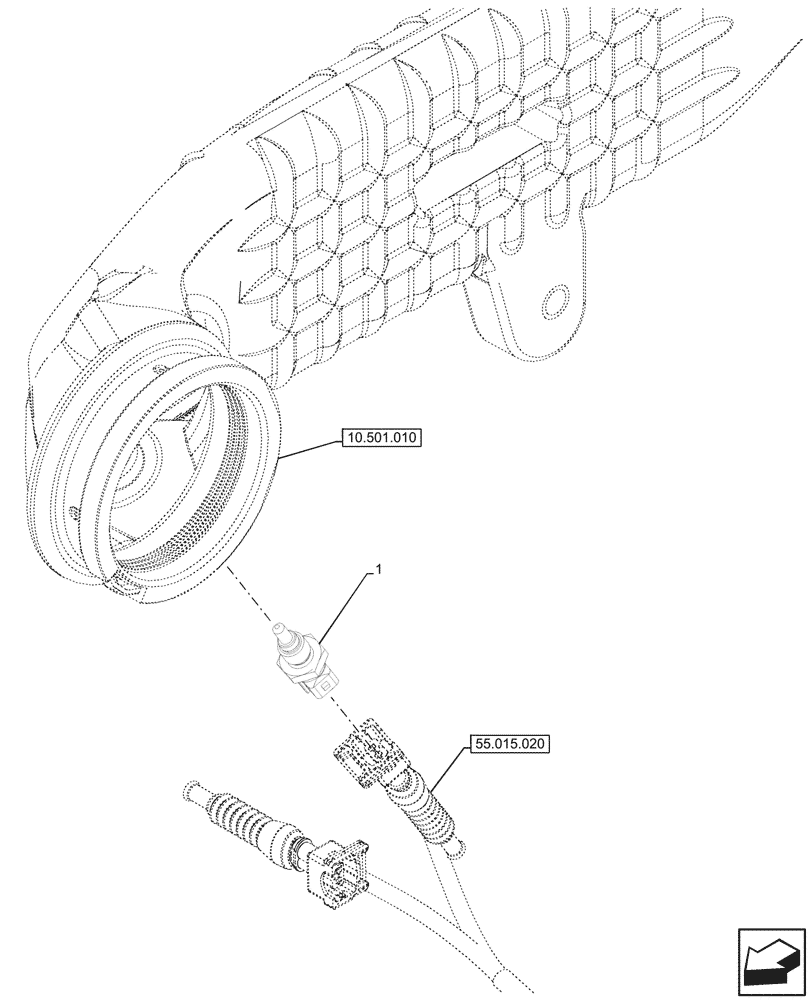 Схема запчастей Case IH FARMALL 110N - (55.014.040) - VAR - 759001, 759002 - AIR INTAKE, TEMPERATURE SENDER (55) - ELECTRICAL SYSTEMS