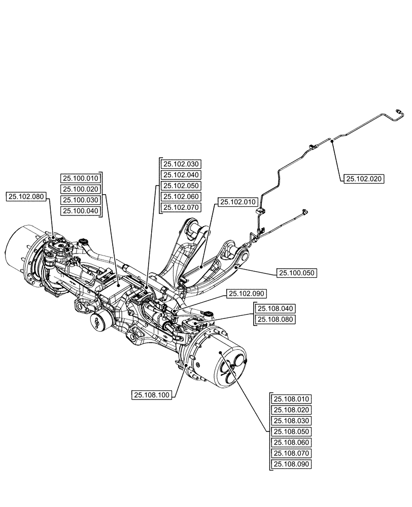 Схема запчастей Case IH OPTUM 300 CVT - (25.000.00[01]) - SECTION INDEX - FRONT AXLE SYSTEM (25) - FRONT AXLE SYSTEM