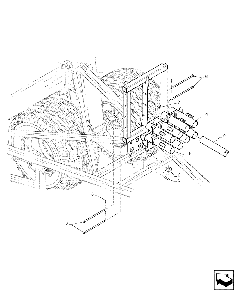 Схема запчастей Case IH 500 - (39.100.AA[09]) - HOSE SUPPORT TOW BEHIND AIR CART (39) - FRAMES AND BALLASTING