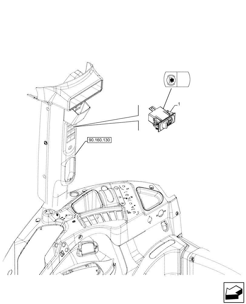 Схема запчастей Case IH FARMALL 120U - (55.513.060) - VAR - 330803, 391803 - SWITCH, BRAKE, REAR PTO, ROCKER (55) - ELECTRICAL SYSTEMS