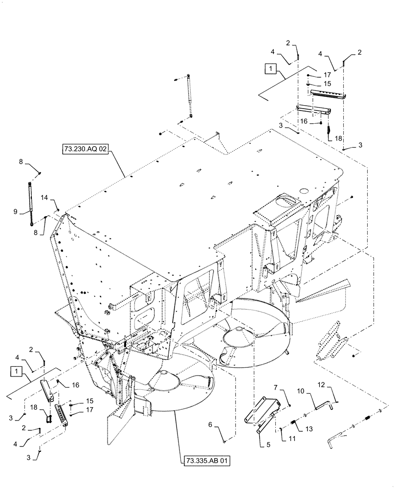 Схема запчастей Case IH 5140 - (73.335.AI[01]) - VAR - 425459 - STANDARD CHAFF SPREADER ASSY (73) - RESIDUE HANDLING