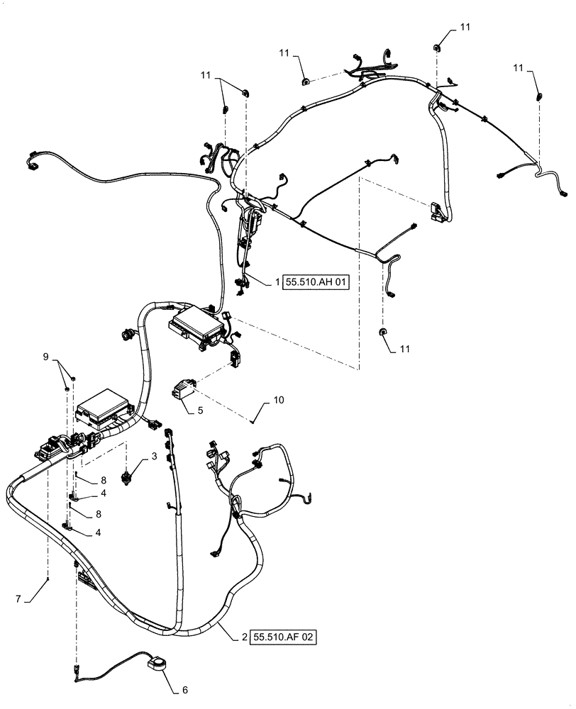 Схема запчастей Case IH PATRIOT 2250 - (55.510.AB[01]) - WIRE HARNESS, CAB (55) - ELECTRICAL SYSTEMS