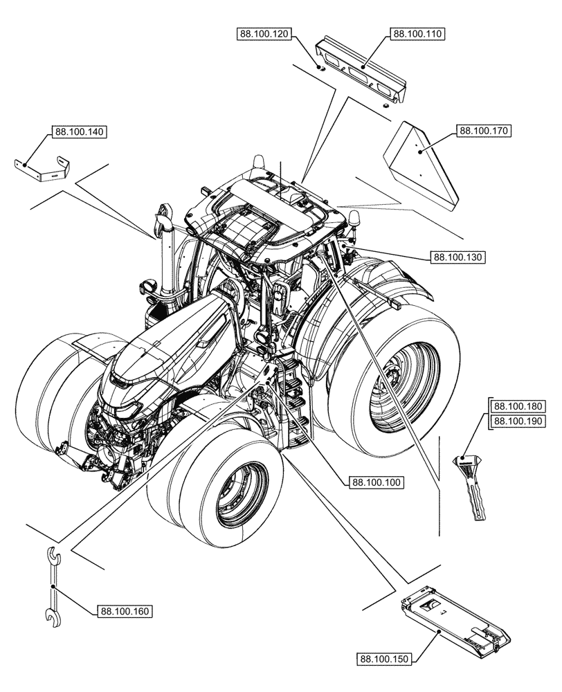 Схема запчастей Case IH OPTUM 270 CVT - (00.000.88) - PICTORIAL INDEX - ACCESSORIES (00) - GENERAL & PICTORIAL INDEX
