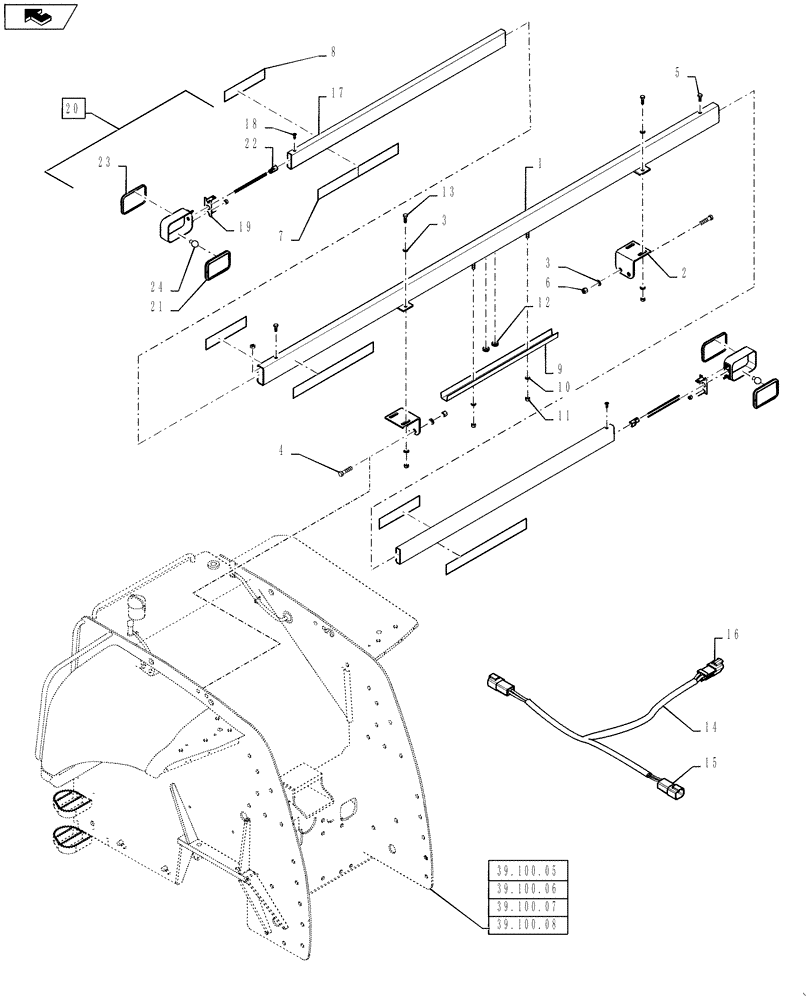 Схема запчастей Case IH STEIGER 500 - (55.404.07) - MARKER LIGHTS, REAR (NORTH AMERICA) (55) - ELECTRICAL SYSTEMS