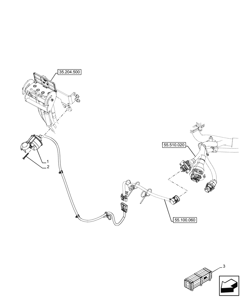 Схема запчастей Case IH FARMALL 120U - (55.100.070) - VAR - 342003, 342004, 744712 - HARNESS, W/ LOADER READY, EU (55) - ELECTRICAL SYSTEMS