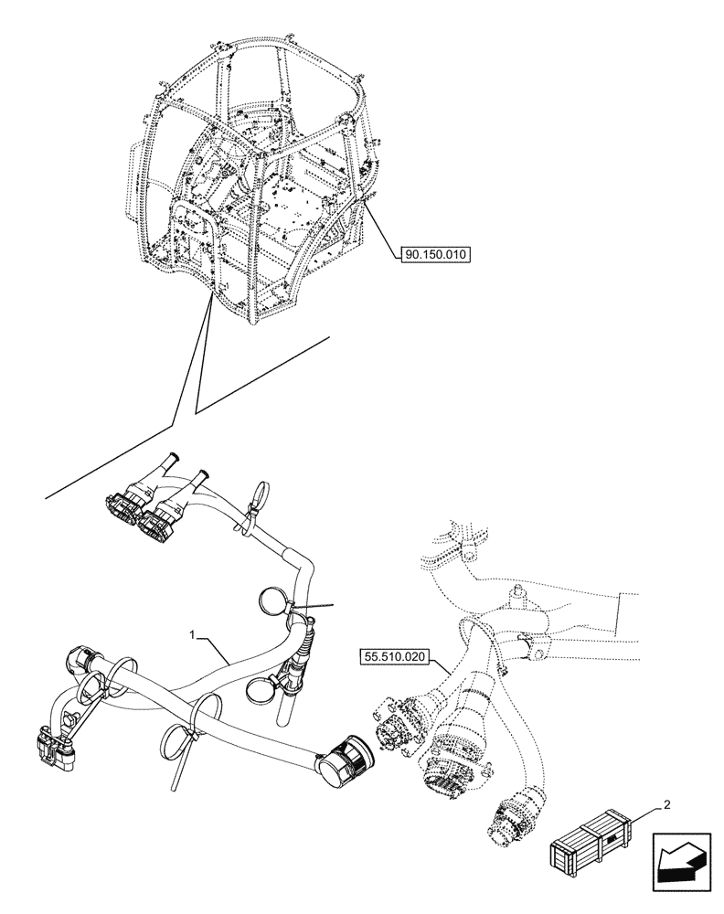 Схема запчастей Case IH FARMALL 120U - (55.100.050) - VAR - 758821 - HARNESS, ELECTRONIC MID MOUNTED VALVES (55) - ELECTRICAL SYSTEMS