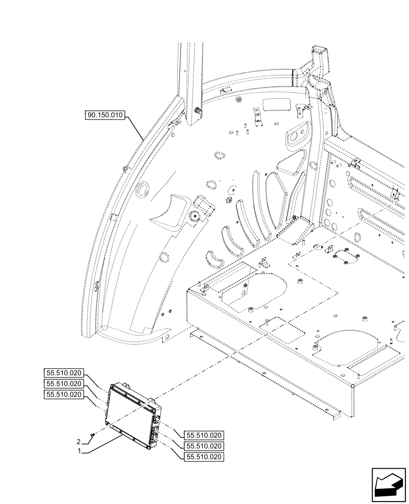 Схема запчастей Case IH FARMALL 110U - (55.024.040) - VAR - 337707, 758604 - TRANSMISSION, ELECTRONIC CONTROL UNIT (55) - ELECTRICAL SYSTEMS