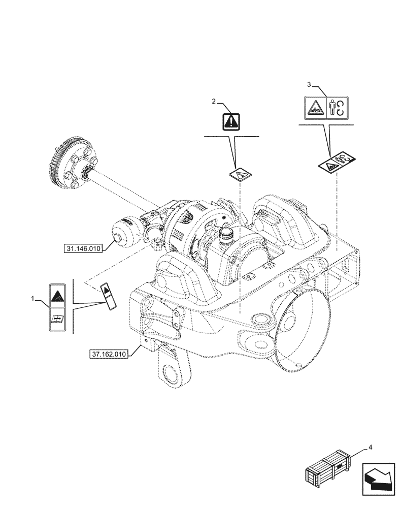 Схема запчастей Case IH FARMALL 110U - (90.108.180) - VAR - 744943, 758288, 758478 - FRONT PTO, EU, WARNING DECAL (90) - PLATFORM, CAB, BODYWORK AND DECALS