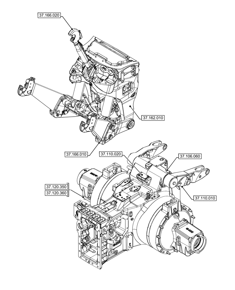 Схема запчастей Case IH OPTUM 270 CVT - (00.000.37[01]) - PICTORIAL INDEX - HITCHES, DRAWBARS AND IMPLEMENT COUPLINGS (00) - GENERAL & PICTORIAL INDEX
