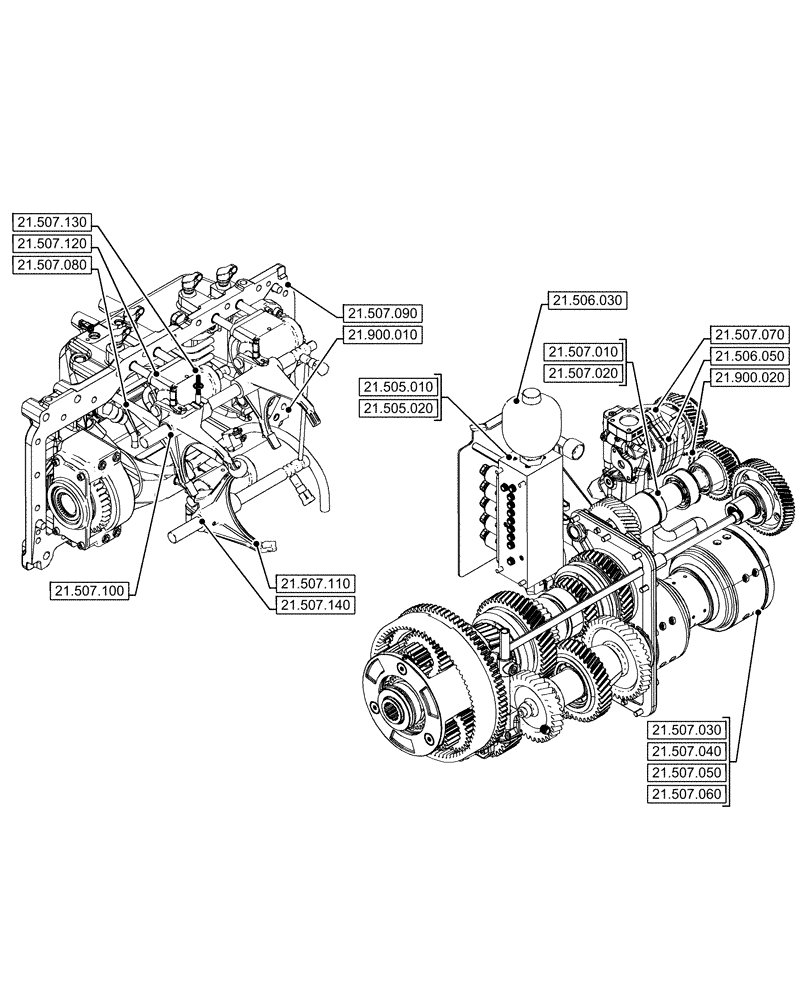Схема запчастей Case IH OPTUM 270 CVT - (00.000.21[02]) - PICTORIAL INDEX - TRANSMISSION (00) - GENERAL & PICTORIAL INDEX