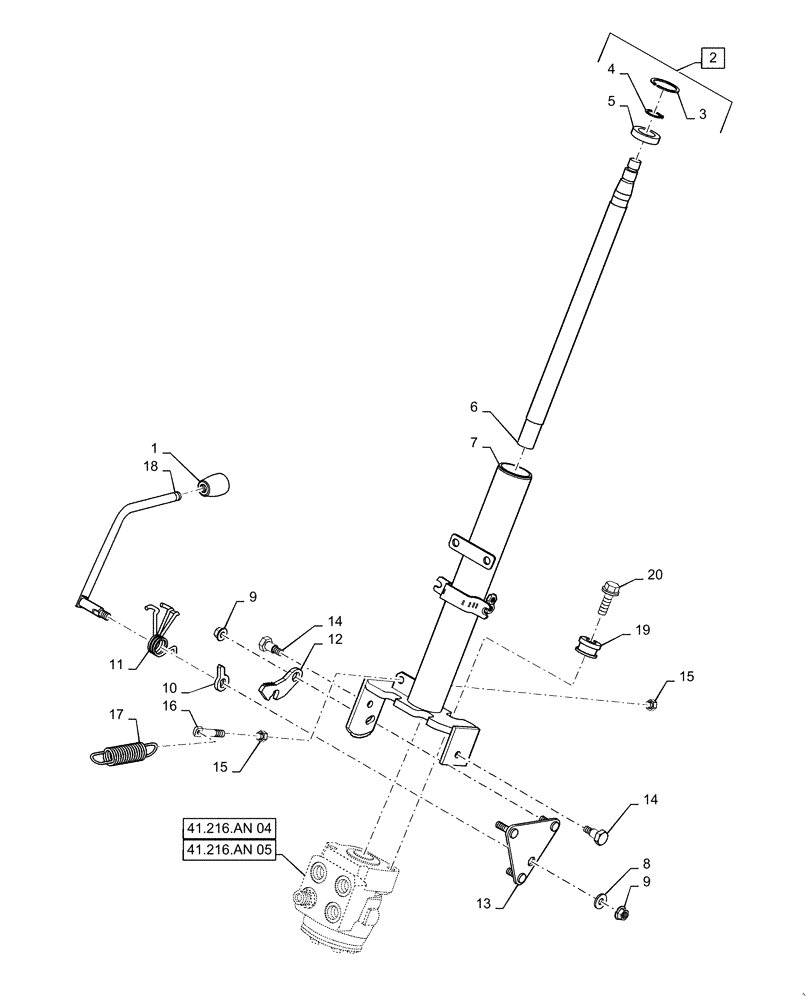 Схема запчастей Case IH FARMALL 40C - (41.101.AB[02]) - STEERING COLUMN, FARMALL 40C, 50C (41) - STEERING