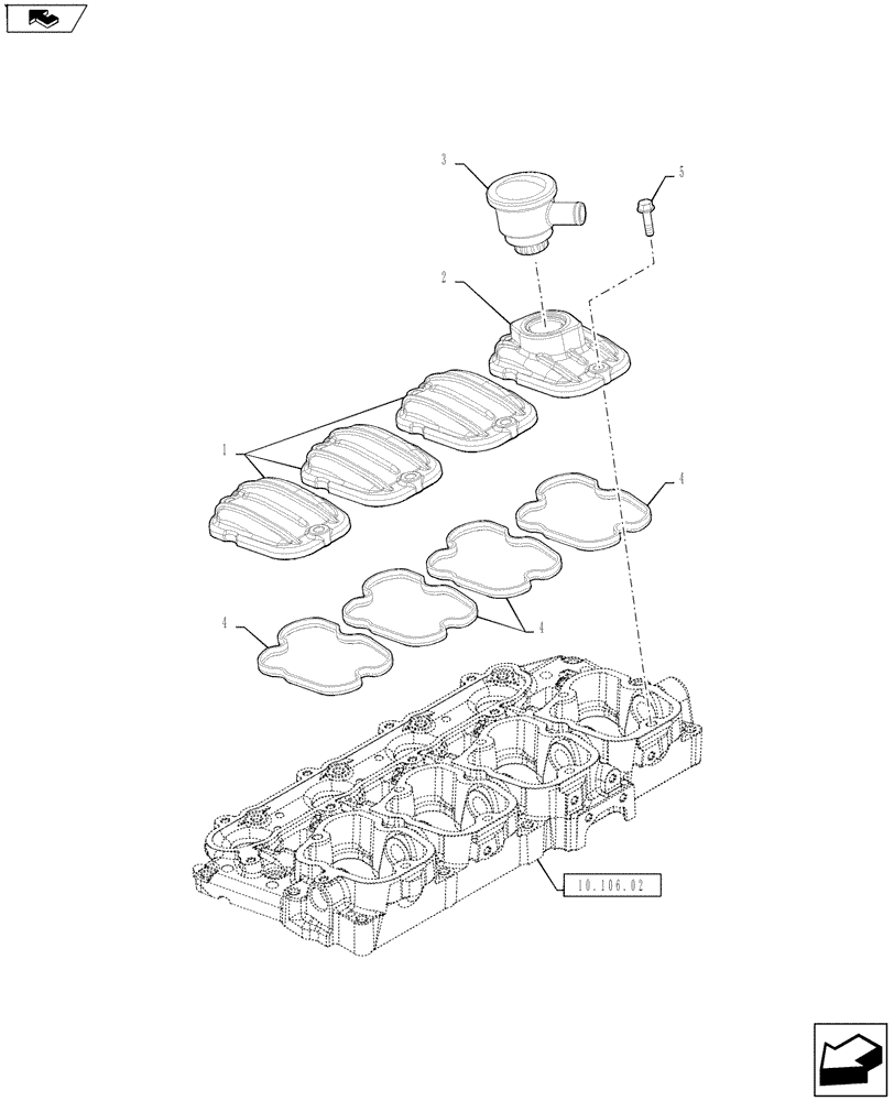 Схема запчастей Case IH FARMALL 75A - (10.103.03[02]) - CYLINDER HEAD COVERS (10) - ENGINE