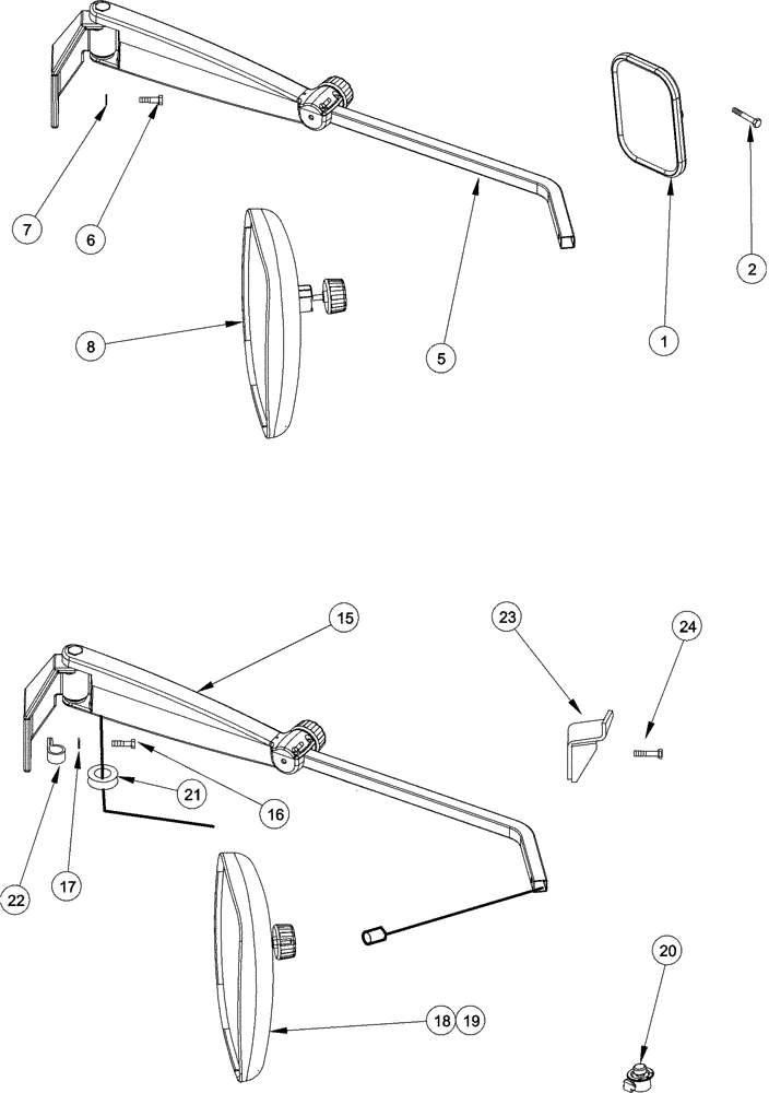 Схема запчастей Case IH MX270 - (09-21) - MIRRORS (09) - CHASSIS/ATTACHMENTS