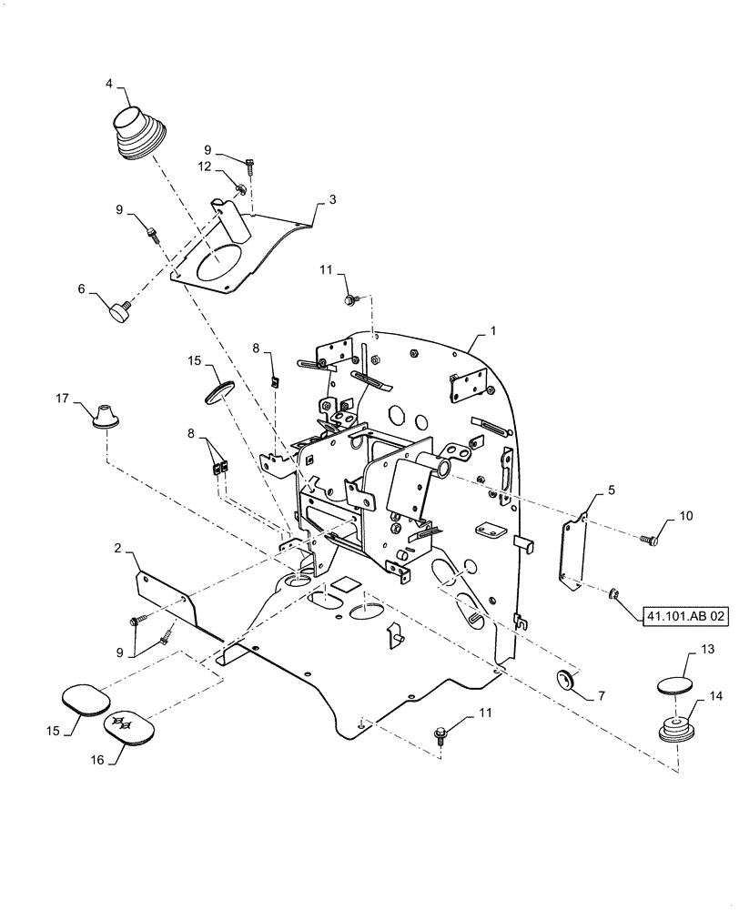 Схема запчастей Case IH FARMALL 50C - (41.101.AU[02]) - PEDAL FRAME, FARMALL 40C, 50C (41) - STEERING