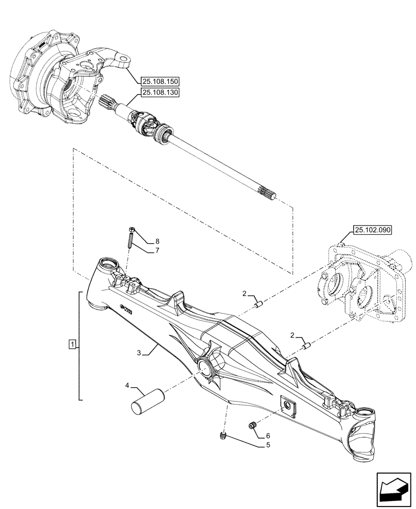 Схема запчастей Case IH FARMALL 120U - (25.100.080) - VAR - 337707 - ADVANCED, 4WD, SUSPENDED FRONT AXLE, W/O BRAKES, HOUSING (25) - FRONT AXLE SYSTEM